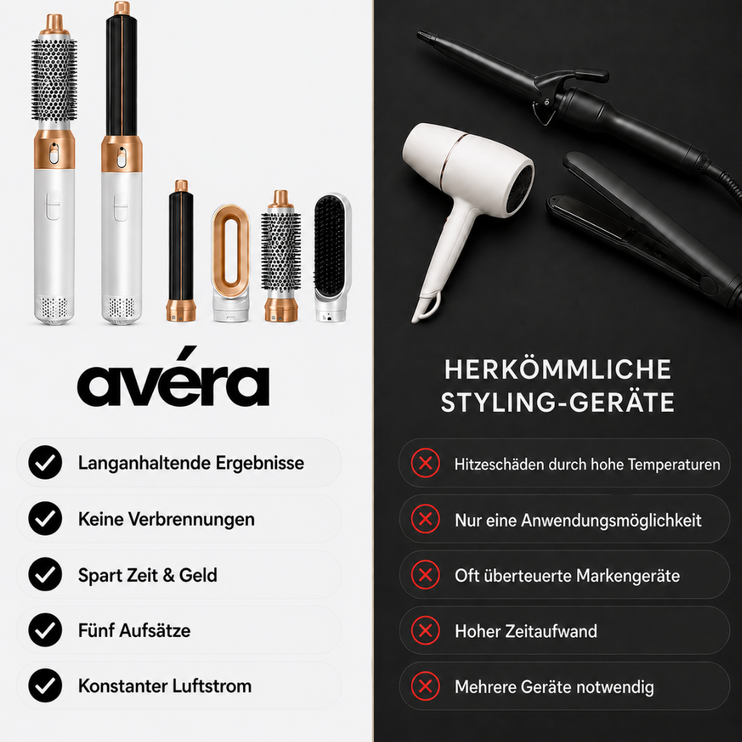 Vergleich avéra AirStyler mit herkömmlichen Styling-Geräten
